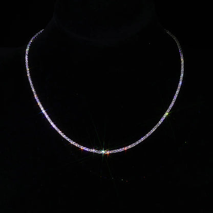 925 VVS Pass Diamond Tester Sterling Silver 2mm Moissanite Tennis Chain Necklace Women Engagement Jewelry High Quality