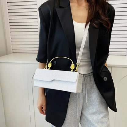 Black Crocodile Pattern Crossbody Bag Fashion Box Lipstick Pouch Designer Pu Leather