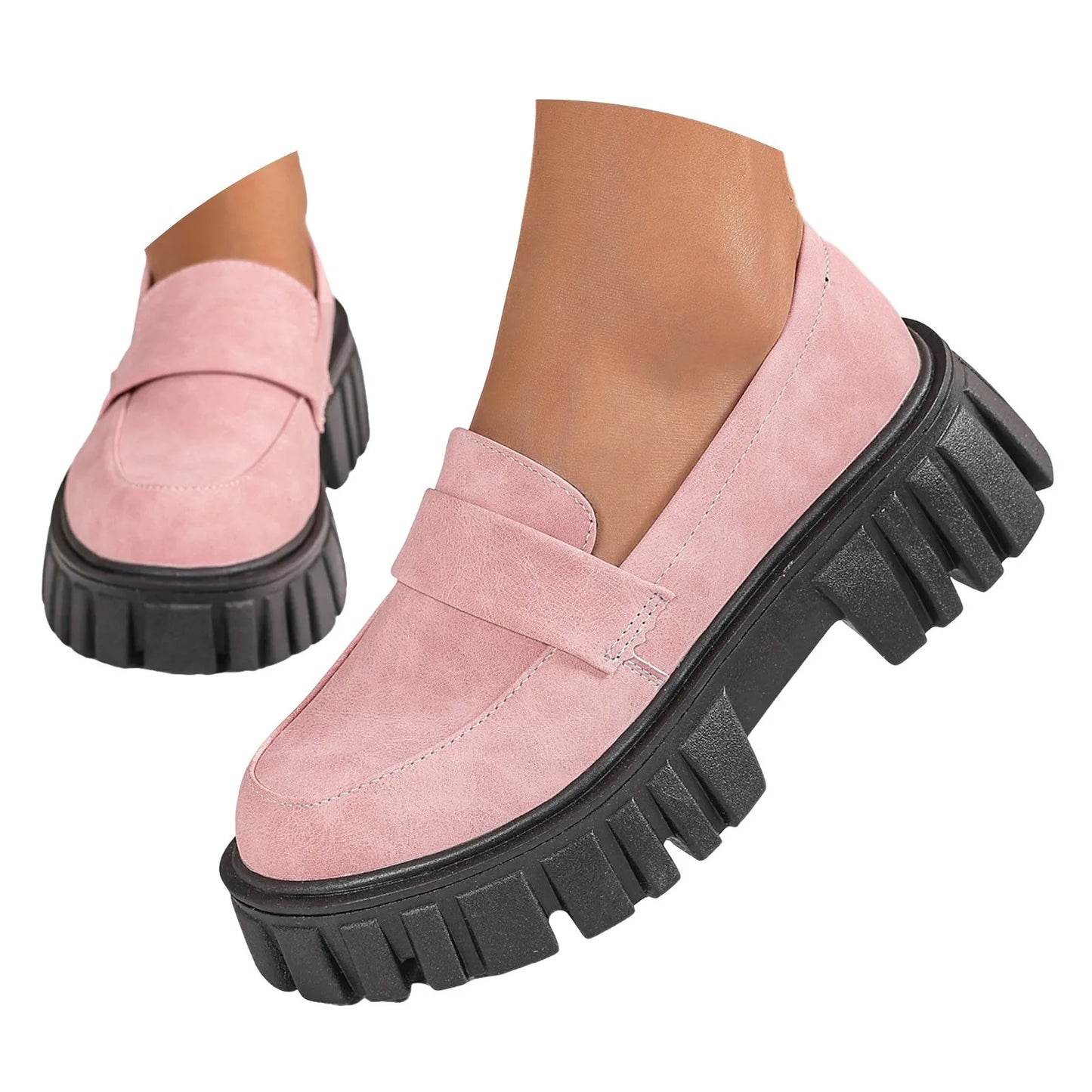 Thick Sole Step On Round Toe Casual Comfortable Slip On Platform Sneakers