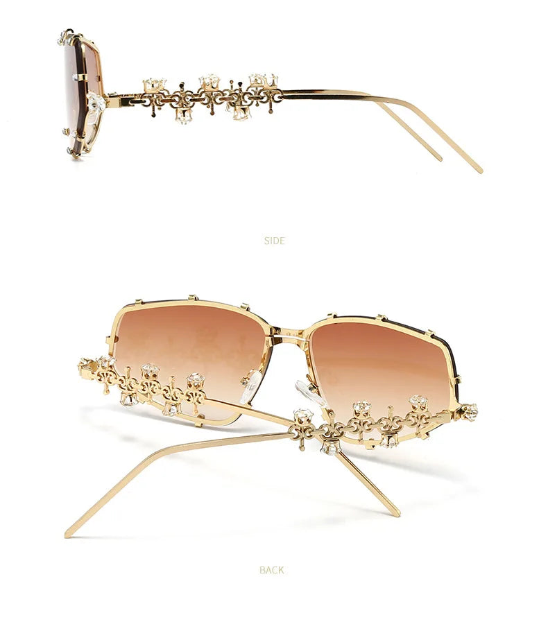 Designer Dimaond Street Sunglasses Women Crystal Irregular