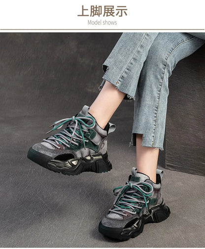 5cm Pigskin Leather Women Spring Platform Wedge Flats Comfy Shoes Rubber Autumn Fashion Loafer Flat Chunky Sneakers Vulcanize Green / 35 red / 40 Green / 37 Green / 35-red / 40-Green / 37-Green / 36-Green / 39-Green / 38-Green / 40-red / 35-red / 37-red / 36-red / 39-red / 38-