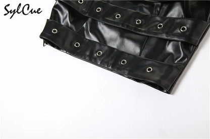 Retro Matte Black Mysterious All-Match Personality Fashionable Belt Chest Wrap Vest