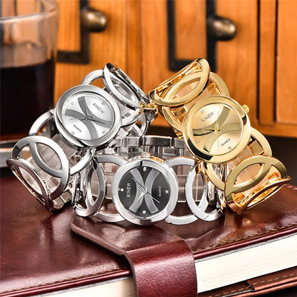 Ladies Casual Golden Luxury Quartz Bracelets Watch