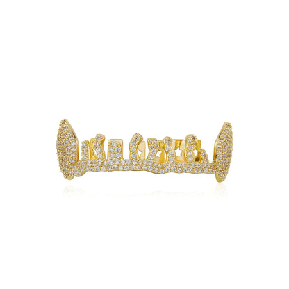Flame CZ Stone Teeth Grillz Dental Grill 14K Gold Plated Waterdrop Zircon Tooth Cap Silver Bottom Silver Set Silver Top Silver Bottom-Silver Set-Silver Top-Gold Top-Gold Bottom-Gold Set-
