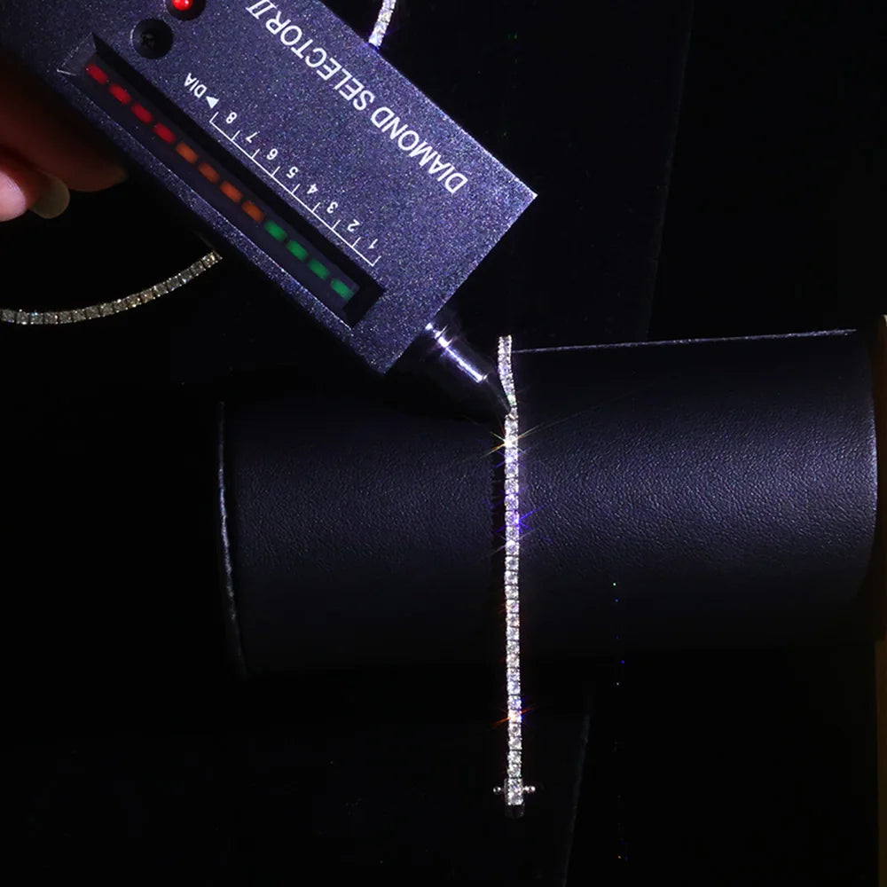 925 VVS Pass Diamond Tester Sterling Silver 2mm Moissanite Tennis Chain Necklace Women Engagement Jewelry High Quality