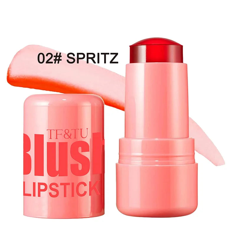 3-in-1 Cheek Lip Tinted Moistured Blush Stick Eyes Cheek Lip Brighten Cream Water Jelly Tint Stick Matte Contour Makeup