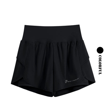 DRUR Yoga Short Woman Jogging Fitness Elastic Waist 2 In 1 Workout Shorts With Pockets
