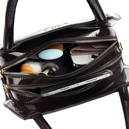 Luxury Patent Leather Handbags for Women Designer Crocodile Pattern Women's Shoulder Crossbody