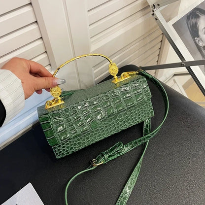 Black Crocodile Pattern Crossbody Bag Fashion Box Lipstick Pouch Designer Pu Leather