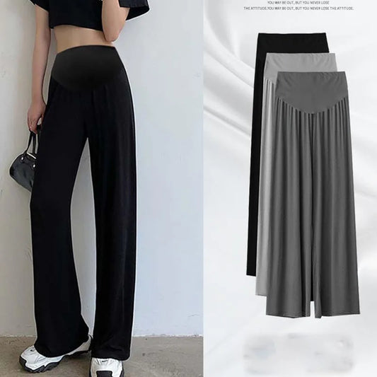 Maternity Pants Summer Maternity Silk Pants Wide-leg Pants Thin Outer Wear Loose Pleated Pants