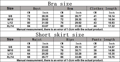 2 Pieces Sports Set for Women Yoga Suit Sportswear Fitness Top Sports Short Skirt Gym Push Up Workout