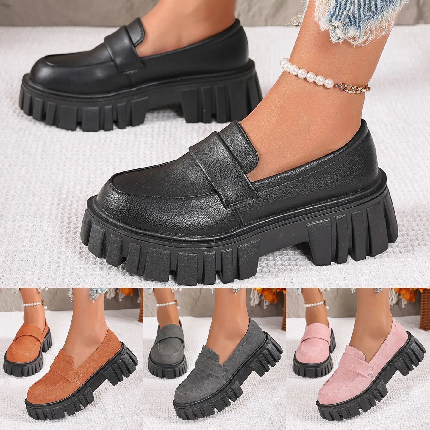 Thick Sole Step On Round Toe Casual Comfortable Slip On Platform Sneakers