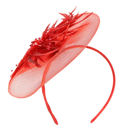 Retro Fascinators Women Feather Floral Mesh Headband Fascinator Hat Headwear Party Wedding Church