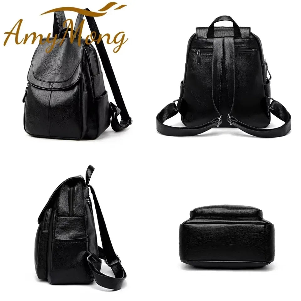 Large Capacity Travel Back Pack Rucksacks Mochila Women Backpack Female Leather Bagpack