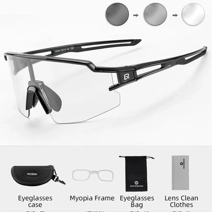 Photochromic Polarized Lens Bike Glasses UV400 Protection Eyewear Sunglasses MTB Road Bicycle Goggles