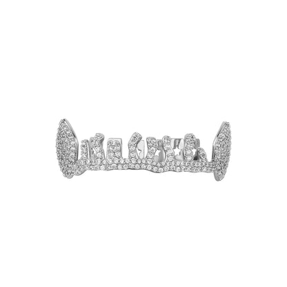 Flame CZ Stone Teeth Grillz Dental Grill 14K Gold Plated Waterdrop Zircon Tooth Cap Silver Bottom Silver Set Silver Top Silver Bottom-Silver Set-Silver Top-Gold Top-Gold Bottom-Gold Set-