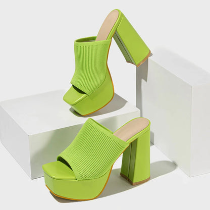 Platform Rome Shallow Thick Bottom Peep Toe Thin Heels Women Sandals Slip-On