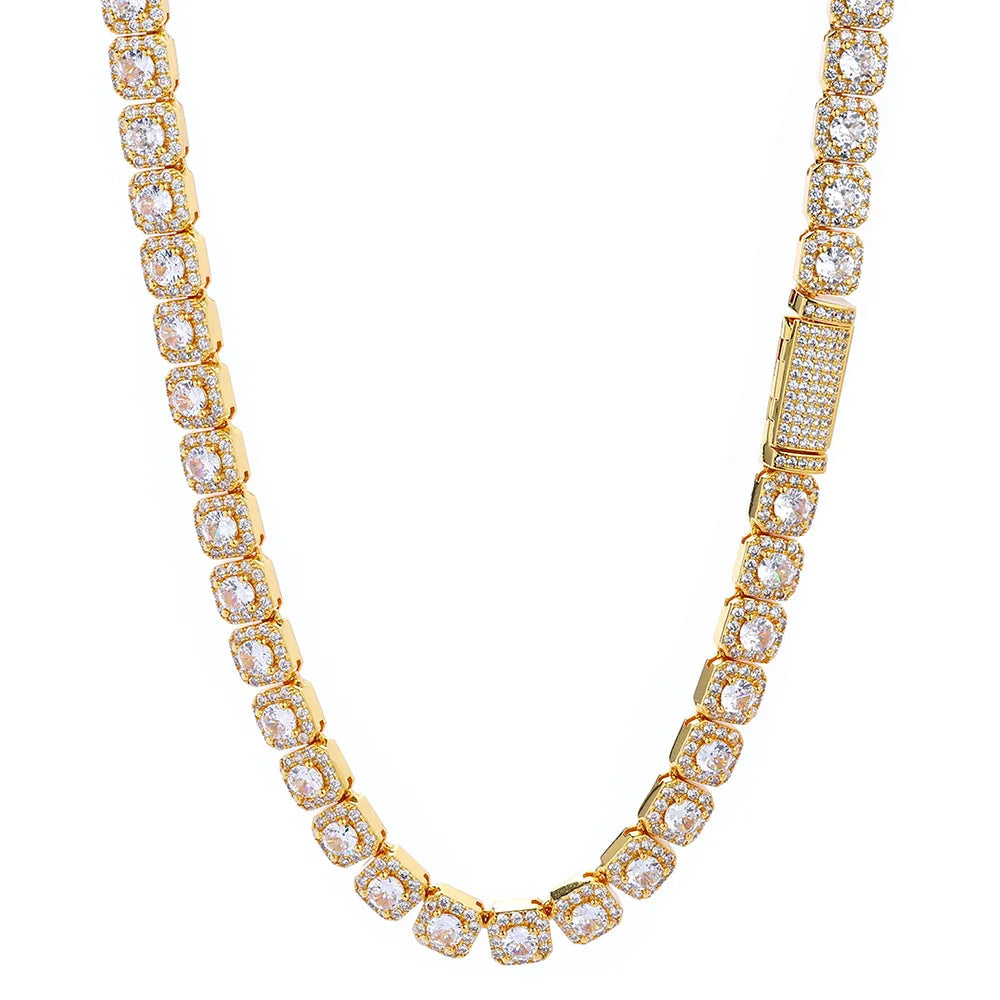 ICEOMG Hip Hop Jewelry 7mm Cluster Tennis Chain Necklace Shiny Diamond Thin Necklace Iced Out Chain for Man Women