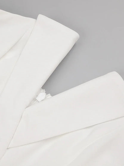Mesh Pearl Beaded Bodysuits+Strapless Jumpsuit Two piece Sets Women White Jumpsuit Suits Evening