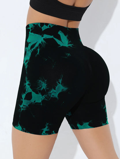 Tie Dye Shorts Woman Fitness Seamless Butt Lifting Shorts One Pieces Activewear Running Outdoors