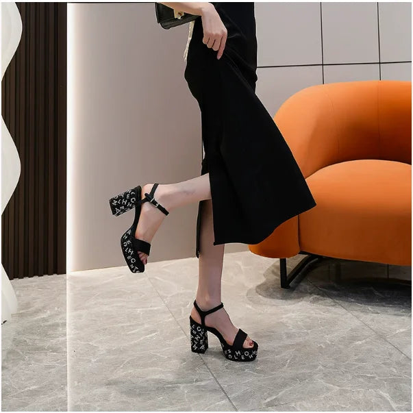 Women Sequin High-heeled Shoes Rhinestone Pumps Ladies Bling Party Shoes High-grade