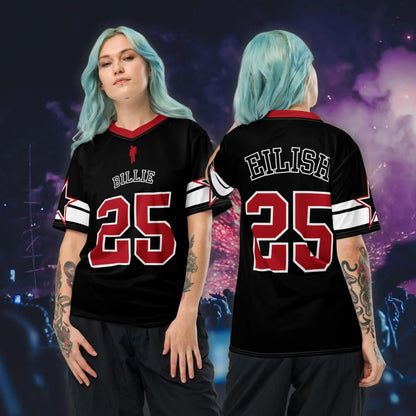 Billie Eilish Concert Clothing Trendy Sporty Style Summer Women's V-Neck Short-Sleeved Outdoor Sporty Quick-Dry Loose T-Shirt