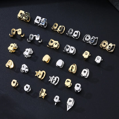 1PC Single Hip Hop Star Heart Pattern Teeth Grillz Removable Dental Grills Teeth Punk Teeth Caps