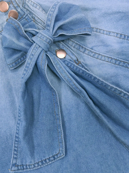 Women Denim Top Turtleneck Splice Puff Sleeve Shirts Loose Solid Pullovers Casual