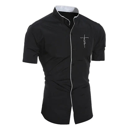 Solid Color Casual Shirt - Fashionable Street Style - Business Linen Material - Men's Short Sleeve Shirt