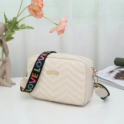 Embroidered Camera Bag PU Material Casual Small Square Bag Versatile Shoulder Strap