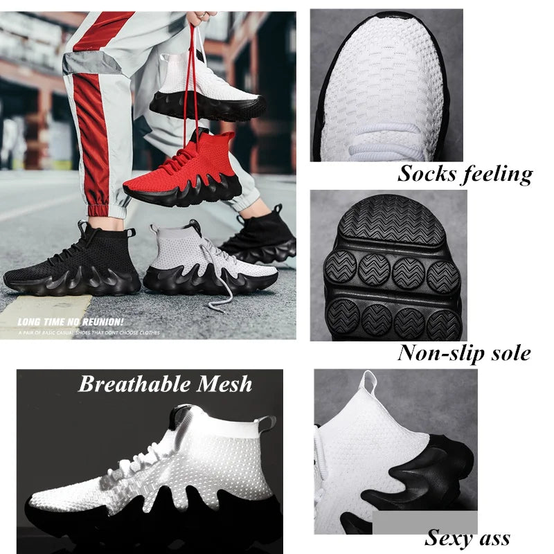 Mens High Top Fashion Sneakers Breathable Shoes Comfortable Sneakers Heighten Sports Shoes Men Lightweight