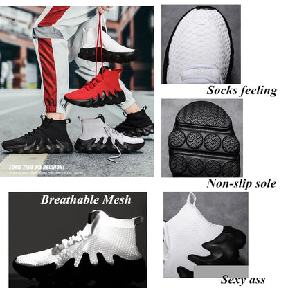 Mens High Top Fashion Sneakers Breathable Shoes Comfortable Sneakers Heighten Sports Shoes Men Lightweight
