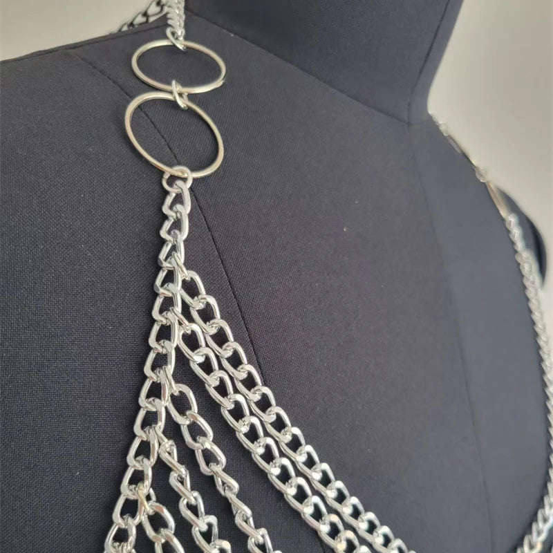 Chest Accessories Tassel Bra Jewelry Metal Multi-Layer Body Chain Bodycon Crop Top Silver-45CM / One Size / CHINA Gold-45CM / One Size / CHINA Silver-45CM / One Size / CHINA-Gold-45CM / One Size / CHINA-