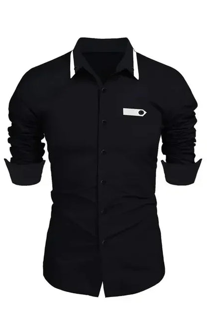 Men's Casual Solid Color Long Sleeve Shirt Soft and Comfortable