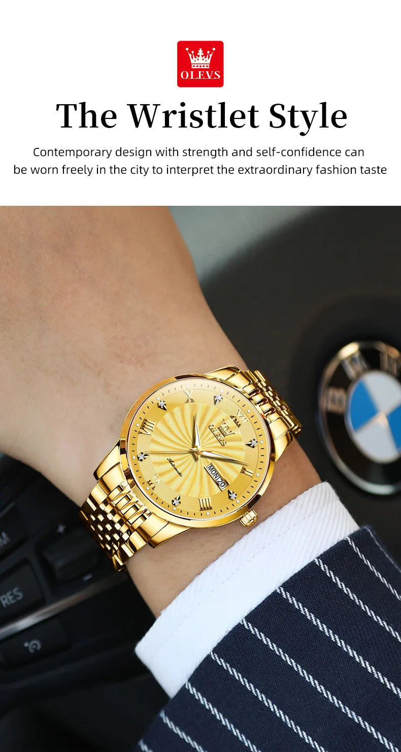 Automatic Mechanical Men Watch Threaded Dial Waterproof Stainless Steel Strap Classic Men's Watches Luxury