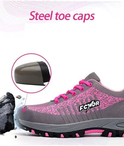Women Safety Shoes For Work Safety Boots Breathable Steel Toe Puncture Proof Sport Work Sneakers Construction Security Boots