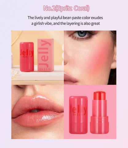 3-in-1 Cheek Lip Tinted Moistured Blush Stick Eyes Cheek Lip Brighten Cream Water Jelly Tint Stick Matte Contour Makeup