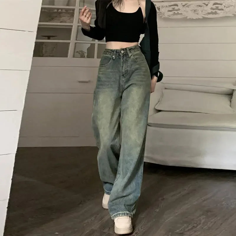 High-waisted Slimming Jeans Casual Bell Bottoms Straight-leg Long Pants For Women