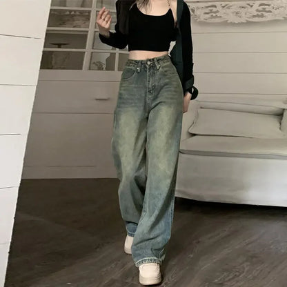 High-waisted Slimming Jeans Casual Bell Bottoms Straight-leg Long Pants For Women