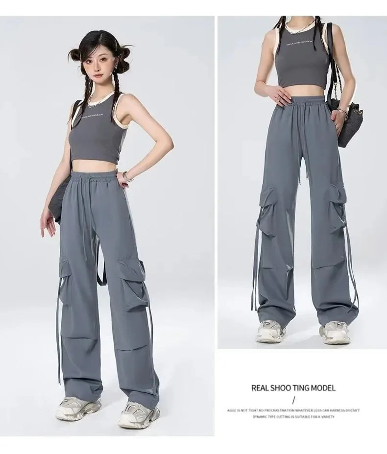 High-Waisted Cargo Pants Sweatpants Umbrella Design For Women