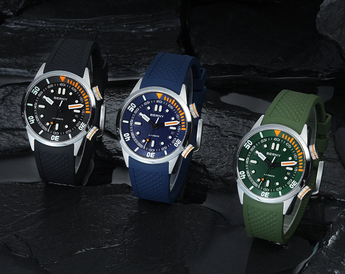 Automatic Dive Watch for Men Super Luminous Original Design 20 ATM Diver Wristwatch Sapphire