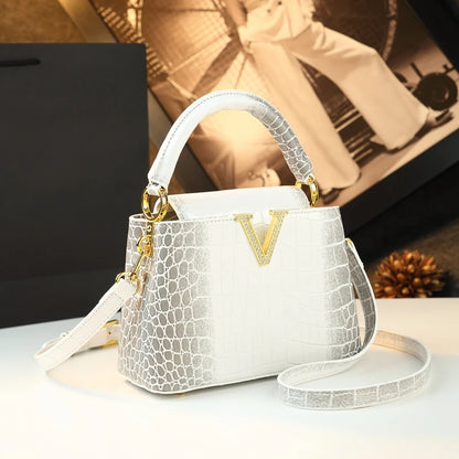 Crocodile Pattern Leather Handbag Luxury Fashion Small Shoulder Messenger Bag Portable Crossbody Shell Bags