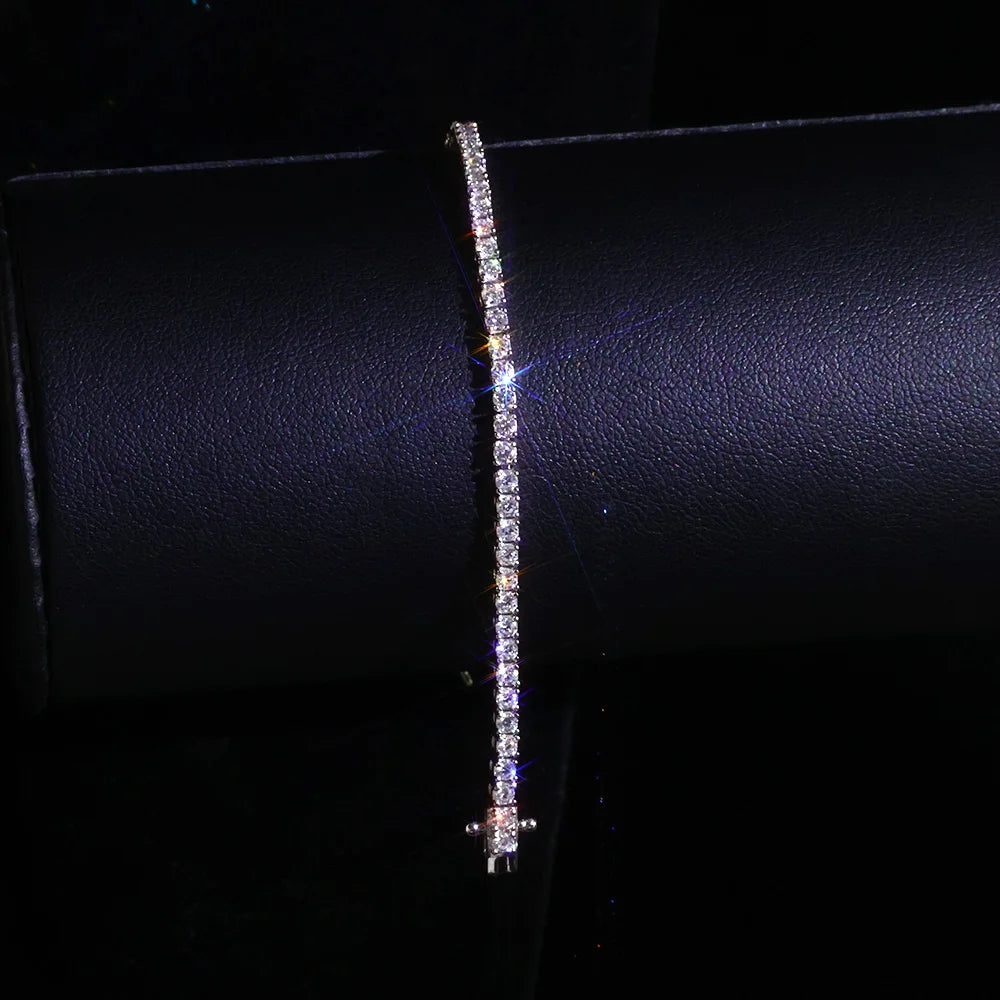 925 VVS Pass Diamond Tester Sterling Silver 2mm Moissanite Tennis Chain Necklace Women Engagement Jewelry High Quality