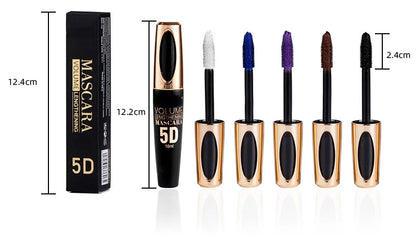 5D Mascara Makeup Waterproof Sweatproof Non-smudgy Slim Color Purple Blue White