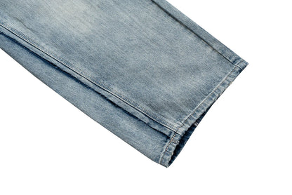 CUT-UP Double-layer Double Waist Patchwork Baggy Jeans for Men and Women Straight Casual Loose