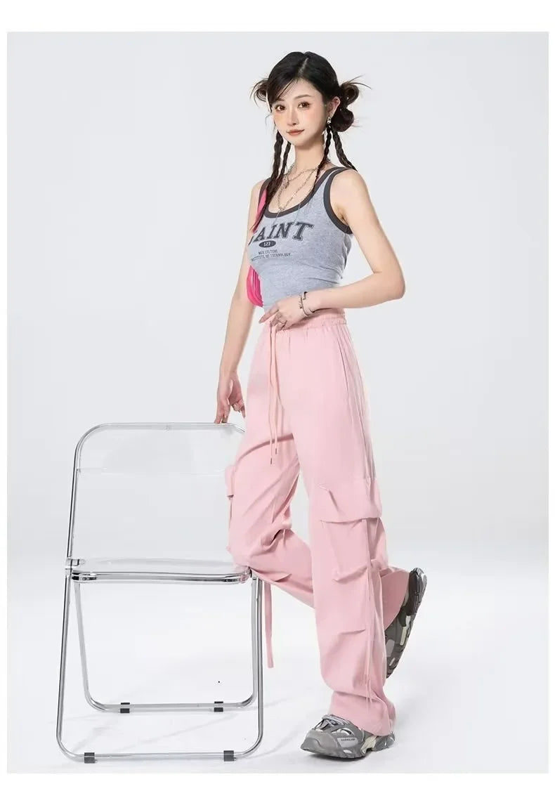 High-Waisted Cargo Pants Sweatpants Umbrella Design For Women