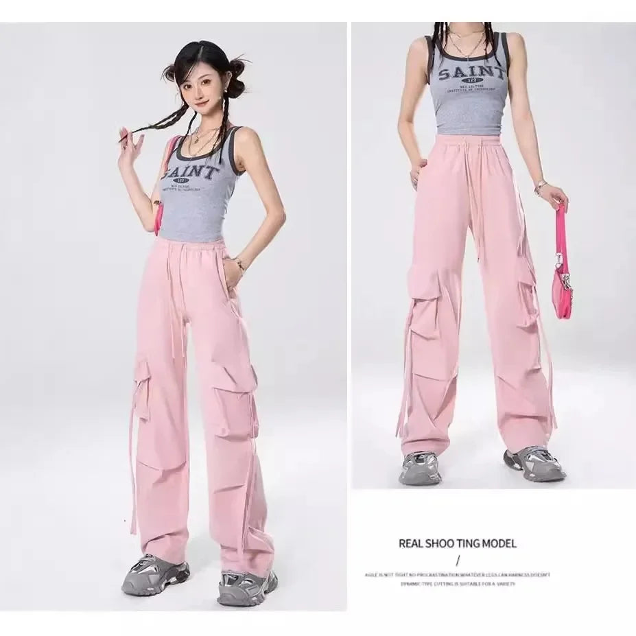 High-Waisted Cargo Pants Sweatpants Umbrella Design For Women