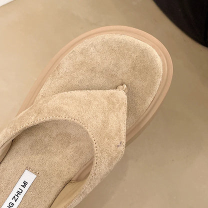 Thick Bottom Flip Flops Outdoor High Waist Seaside Beach Leisure Flip Flops Suede