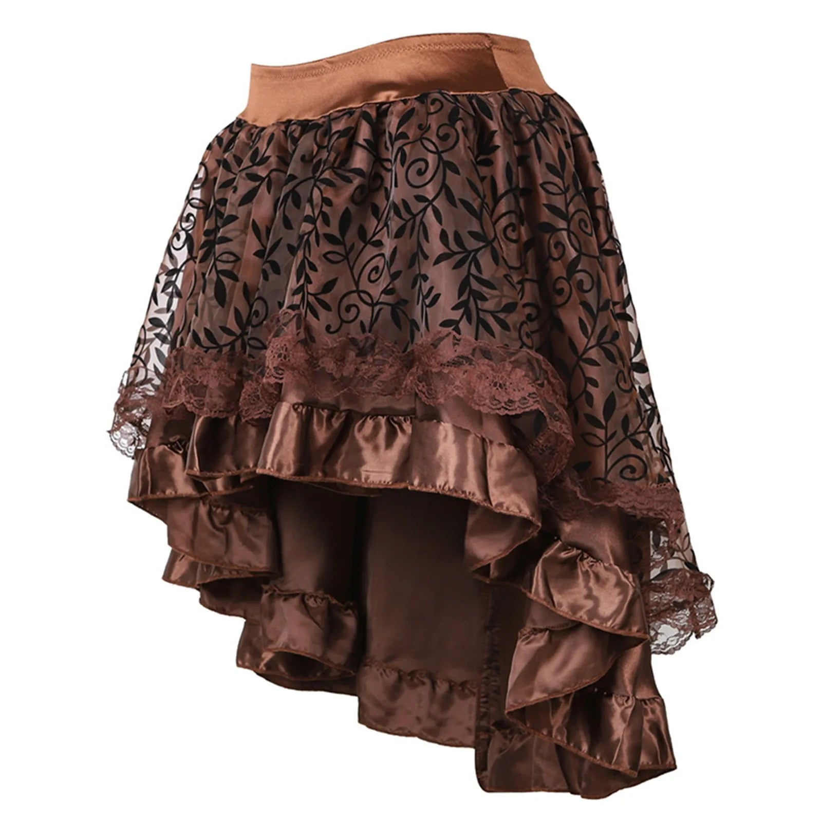 Steampunk Women Lace Floral Skirt Asymmetrica Renaissance Coffee United States