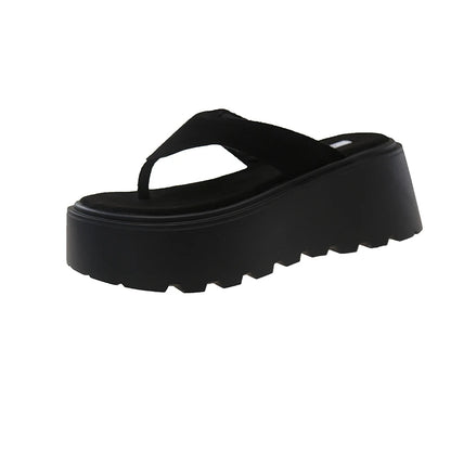Thick Bottom Flip Flops Outdoor High Waist Seaside Beach Leisure Flip Flops Suede